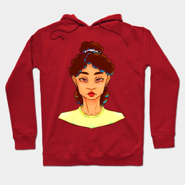 Pretty Girl With Curly Brown Hair And Bright Brown Eyes Hoodie by Lillama Sketch